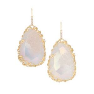 Kendra Scott Luxe Nest Iridescent Drusy Dangle Earrings, CZ Details, Rare